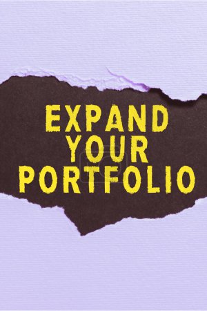 Photo for Text showing inspiration Expand Your Portfolio, Business concept Define the new company s is goals and success metrics - Royalty Free Image