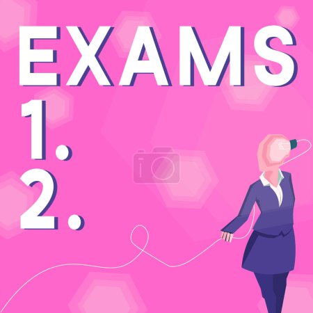 Photo for Text caption presenting Exams, Business concept test of a specified kind to prove your strength and weakness - Royalty Free Image