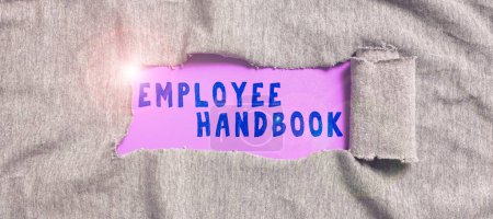 Photo for Text sign showing Employee Handbook, Business concept Document Manual Regulations Rules Guidebook Policy Code - Royalty Free Image