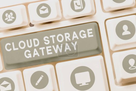 Foto de Texto que presenta Cloud Storage Gateway, Conceptual photo Server que reside en las instalaciones del cliente - Imagen libre de derechos