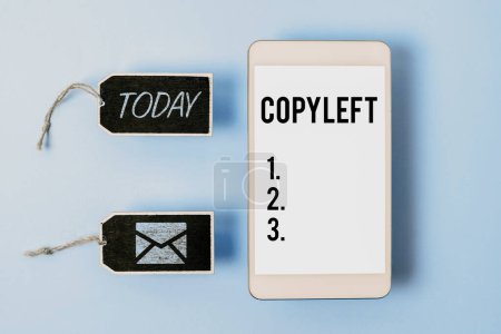 Foto de Visualización conceptual Copyleft, concepto de negocio el derecho a utilizar libremente, modificar, copiar y compartir software, obras de arte - Imagen libre de derechos