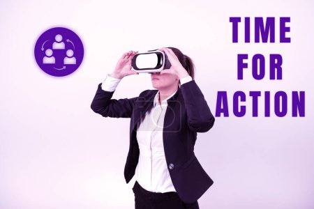Photo for Text caption presenting Time For Action, Internet Concept Urgency Move Encouragement Challenge Work - Royalty Free Image