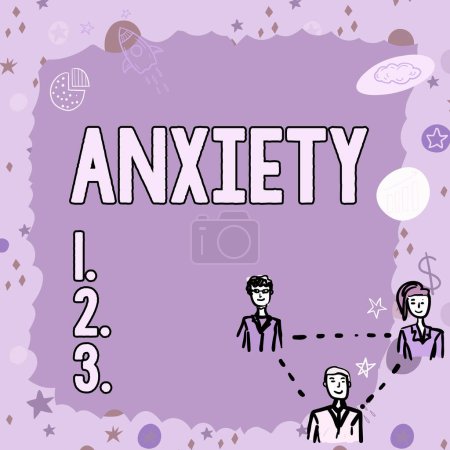 Foto de Signo de texto que muestra ansiedad, palabra para inquietud excesiva y aprensión Síndrome de ataque de pánico - Imagen libre de derechos