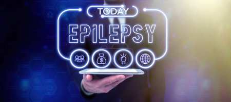 Foto de Signo que muestra epilepsia, palabra escrita en el cuarto trastorno neurológico más común Convulsiones impredecibles - Imagen libre de derechos