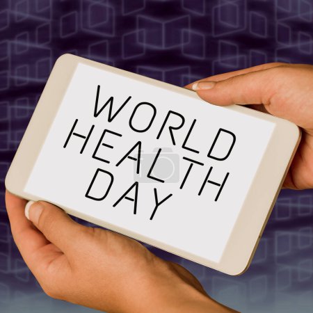 Téléchargez les photos : Légende du texte présentant la Journée mondiale de la santé, Photo conceptuelle Date spéciale pour des activités saines Prévention des soins - en image libre de droit