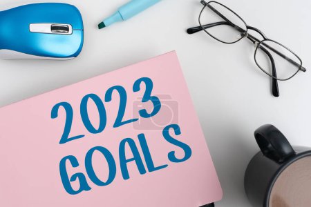 Photo for Sign displaying 2023 Goals, Conceptual photo A plan to do for something new and better for the coming year - Royalty Free Image