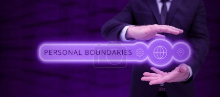 Photo for Sign displaying Personal Boundaries, Conceptual photo something that indicates limit or extent in interaction with personality - Royalty Free Image