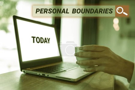 Photo for Inspiration showing sign Personal Boundaries, Conceptual photo something that indicates limit or extent in interaction with personality - Royalty Free Image
