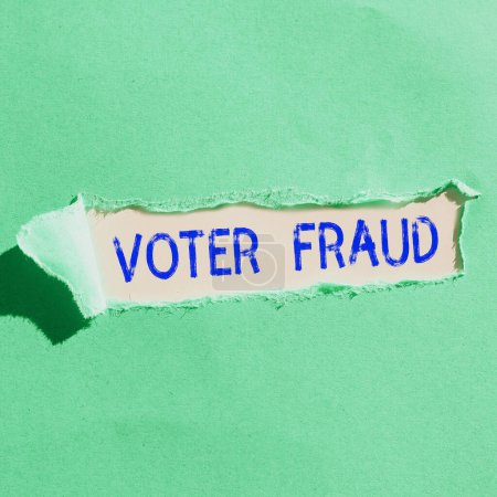 Photo for Text caption presenting Voter Fraud, Conceptual photo formal indication choice between two or more candidates actions - Royalty Free Image
