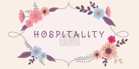 Photo for Conceptual caption Hospitality, Word for the friendly and generous reception and entertainment of guests - Royalty Free Image
