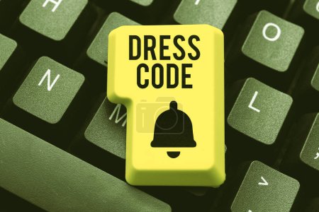 Photo for Text showing inspiration Dress Code, Conceptual photo an accepted way of dressing for a particular occasion or group - Royalty Free Image