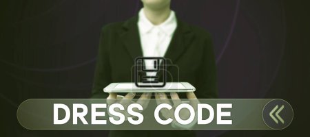 Photo for Conceptual display Dress Code, Concept meaning an accepted way of dressing for a particular occasion or group - Royalty Free Image