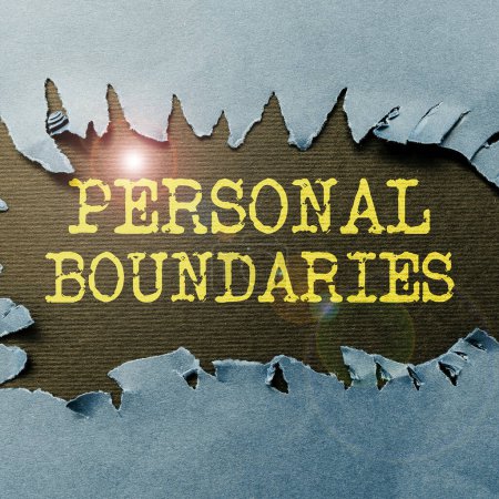 Photo for Hand writing sign Personal Boundaries, Internet Concept something that indicates limit or extent in interaction with personality - Royalty Free Image