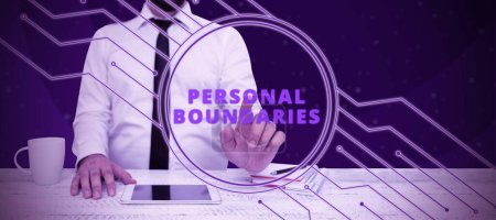 Photo for Text showing inspiration Personal Boundaries, Business showcase something that indicates limit or extent in interaction with personality - Royalty Free Image