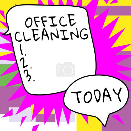Foto de Texto que muestra inspiración Limpieza de oficinas, Visión general de la actividad o el proceso de limpieza del interior del edificio de oficinas - Imagen libre de derechos