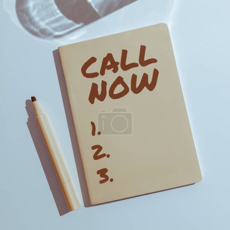 Photo for Text sign showing Call Now, Business idea To immediately contact a person using telecom devices with accuracy - Royalty Free Image