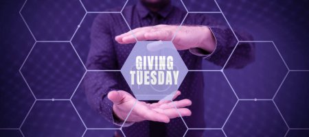 Photo for Text showing inspiration Giving Tuesday, Business showcase international day of charitable giving Hashtag activism - Royalty Free Image