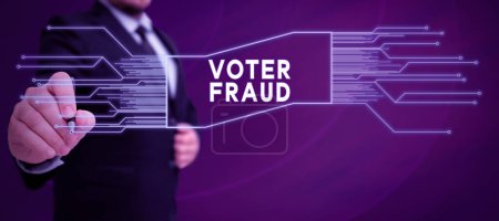 Photo for Writing displaying text Voter Fraud, Word Written on formal indication choice between two or more candidates actions - Royalty Free Image