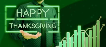 Téléchargez les photos : Panneau texte montrant Happy Thanksgiving, Internet Concept Harvest Festival Fête nationale célébrée en novembre - en image libre de droit