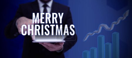 Photo for Text sign showing Merry Christmas, Business idea annual tradition to celebrate the birth of Jesus Christ - Royalty Free Image