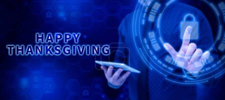 Photo for Writing displaying text Happy Thanksgiving, Business overview Harvest Festival National holiday celebrated in November - Royalty Free Image