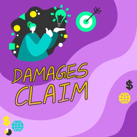 Photo for Text caption presenting Damages Claim, Conceptual photo Demand Compensation Litigate Insurance File Suit - Royalty Free Image
