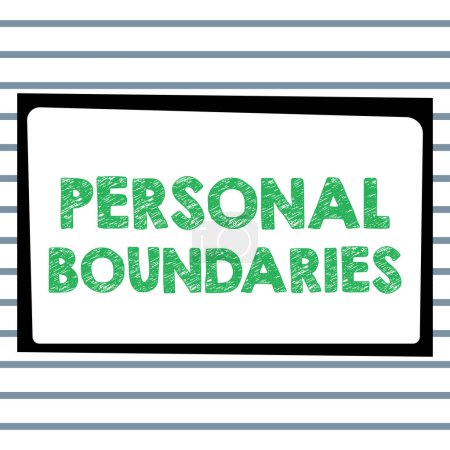 Photo for Inspiration showing sign Personal Boundaries, Concept meaning something that indicates limit or extent in interaction with personality - Royalty Free Image