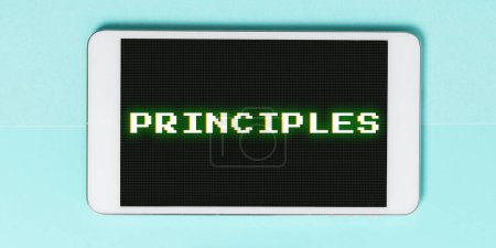 Foto de Escribir mostrando el texto Principios, Palabra para la verdad fundamental que sirve como base para un sistema de creencias - Imagen libre de derechos