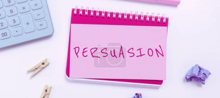 Photo for Conceptual caption Persuasion, Business showcase the action or fact of persuading someone or of being persuaded to do - Royalty Free Image