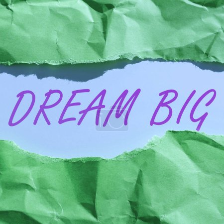 Photo for Text sign showing Dream Big, Internet Concept To think of something high value that you want to achieve - Royalty Free Image