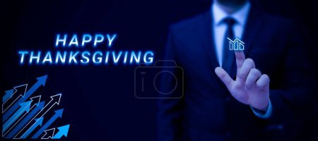 Photo for Handwriting text Happy Thanksgiving, Concept meaning Harvest Festival National holiday celebrated in November - Royalty Free Image