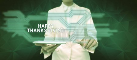 Téléchargez les photos : Signe d'écriture Happy Thanksgiving, Photo conceptuelle Fête nationale de la moisson célébrée en novembre - en image libre de droit