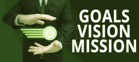 Foto de Visualización conceptual Objetivos Misión Visión, Enfoque empresarial proceso de planificación práctica utilizado para ayudar a grupo comunitario - Imagen libre de derechos