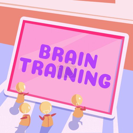 Foto de Signo de texto que muestra el entrenamiento cerebral, Palabra escrita en actividades mentales para mantener o mejorar las habilidades cognitivas - Imagen libre de derechos