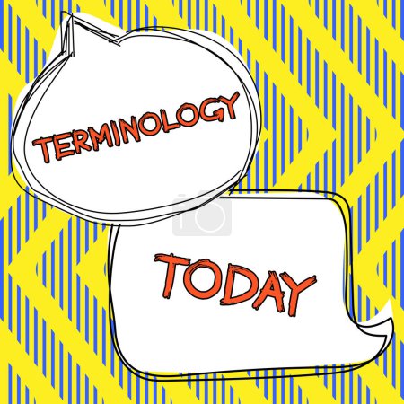 Foto de Expositor conceptual Terminología, Concepto de negocio Términos utilizados con particular aplicación técnica en estudios - Imagen libre de derechos