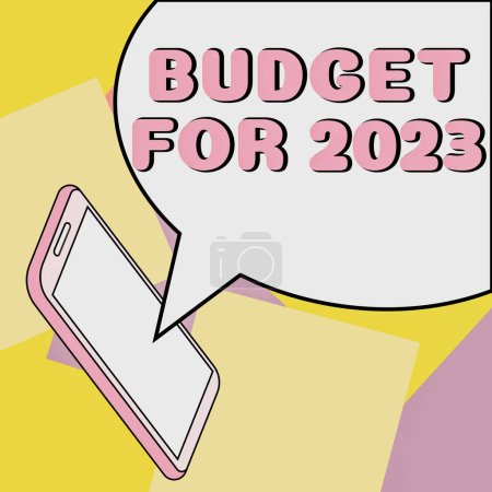 Téléchargez les photos : Signature manuscrite Budget Pour 2023, Idée d'entreprise Estimation écrite des recettes et des dépenses pour 2023 - en image libre de droit