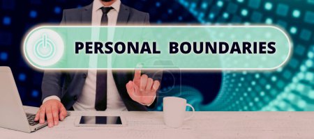 Photo for Text showing inspiration Personal Boundaries, Business idea something that indicates limit or extent in interaction with personality - Royalty Free Image