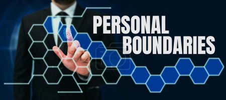 Photo for Text showing inspiration Personal Boundaries, Business concept something that indicates limit or extent in interaction with personality - Royalty Free Image