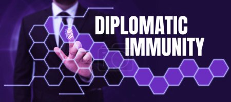 Photo for Text caption presenting Diplomatic Immunity, Business approach law that gives foreign diplomats special rights in the country they are working - Royalty Free Image