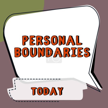 Photo for Writing displaying text Personal Boundaries, Word for something that indicates limit or extent in interaction with personality - Royalty Free Image