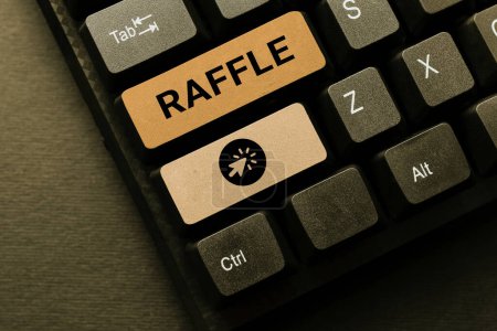 Photo for Inspiration showing sign Raffle, Business showcase means of raising money by selling numbered tickets offer as prize - Royalty Free Image