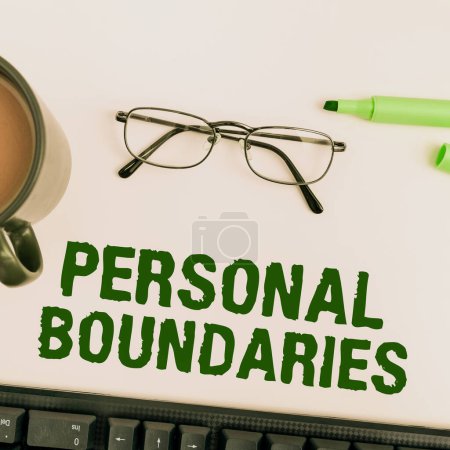 Photo for Conceptual display Personal Boundaries, Word for something that indicates limit or extent in interaction with personality - Royalty Free Image