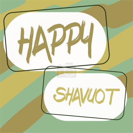 Téléchargez les photos : Affichage conceptuel Happy Shavuot, Parole pour les fêtes juives commémorant la révélation des Dix Commandements - en image libre de droit