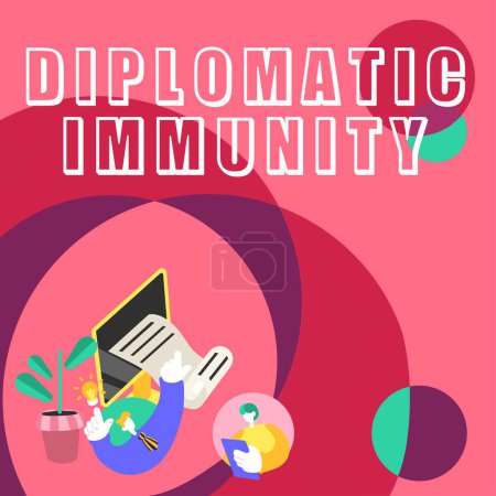 Photo for Text showing inspiration Diplomatic Immunity, Concept meaning law that gives foreign diplomats special rights in the country they are working - Royalty Free Image