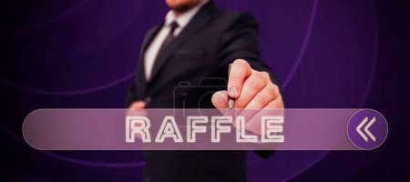 Photo for Conceptual caption Raffle, Word for means of raising money by selling numbered tickets offer as prize - Royalty Free Image