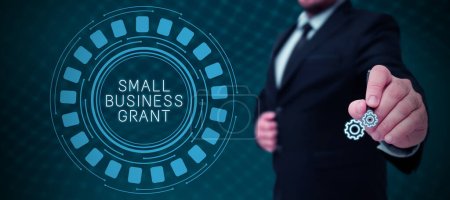 Beschilderung mit Small Business Grant, Geschäftsübersicht eines Einzelunternehmens, das für seine begrenzte Größe bekannt ist