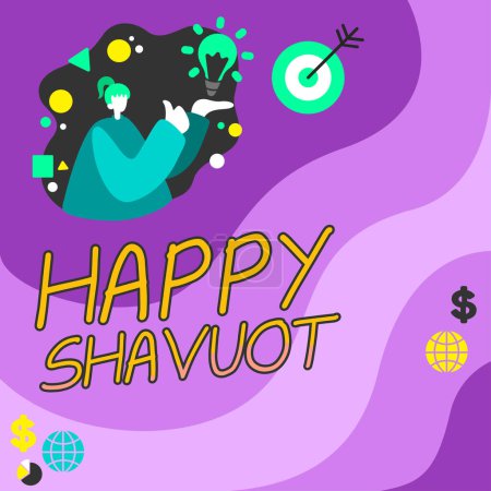 Téléchargez les photos : Légende du texte présentant Happy Shavuot, Concept signifiant fête juive commémorant la révélation des Dix Commandements - en image libre de droit