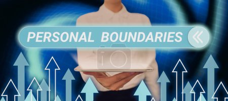 Photo for Inspiration showing sign Personal Boundaries, Internet Concept something that indicates limit or extent in interaction with personality - Royalty Free Image