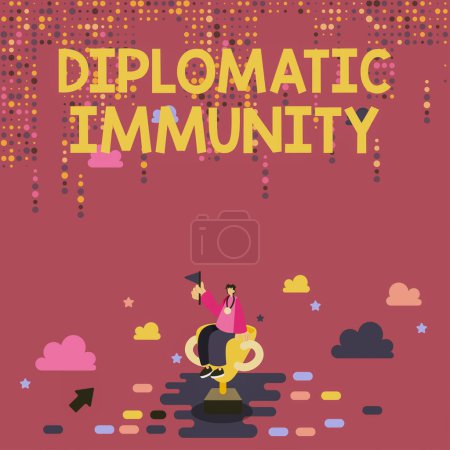 Téléchargez les photos : Légende conceptuelle Immunité diplomatique, approche commerciale loi qui accorde aux diplomates étrangers des droits spéciaux dans le pays où ils travaillent - en image libre de droit