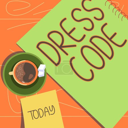 Photo for Writing displaying text Dress Code, Business approach an accepted way of dressing for a particular occasion or group - Royalty Free Image
